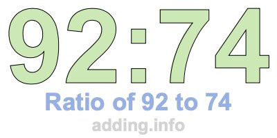 Ratio of 92 to 74