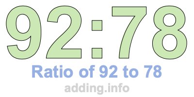 Ratio of 92 to 78