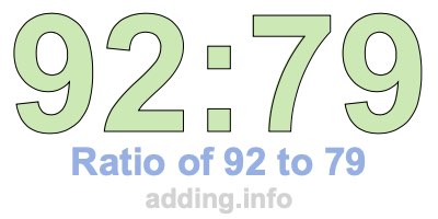 Ratio of 92 to 79 Ratio of 92 to 79
