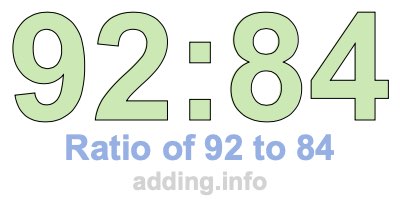 Ratio of 92 to 84
