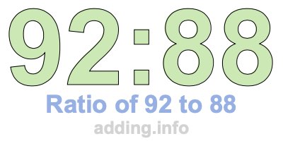 Ratio of 92 to 88 Ratio of 92 to 88