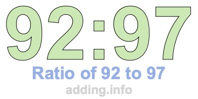 Ratio of 92 to 97 Ratio of 92 to 97