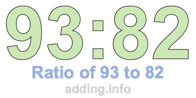 Ratio of 93 to 82 Ratio of 93 to 82
