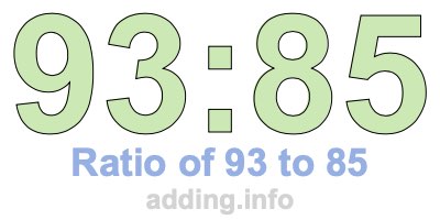 Ratio of 93 to 85
