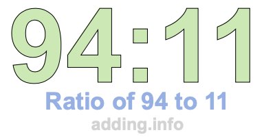 Ratio of 94 to 11 Ratio of 94 to 11