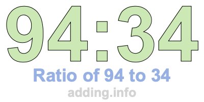 Ratio of 94 to 34
