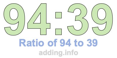 Ratio of 94 to 39