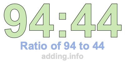 Ratio of 94 to 44