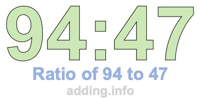 Ratio of 94 to 47
