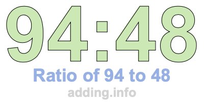 Ratio of 94 to 48