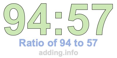 Ratio of 94 to 57