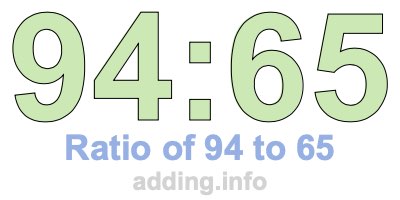 Ratio of 94 to 65 Ratio of 94 to 65