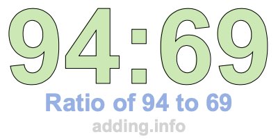 Ratio of 94 to 69 Ratio of 94 to 69