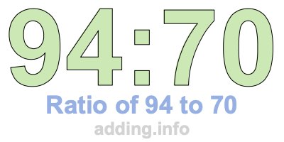 Ratio of 94 to 70 Ratio of 94 to 70