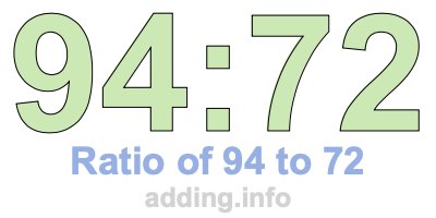 Ratio of 94 to 72 Ratio of 94 to 72