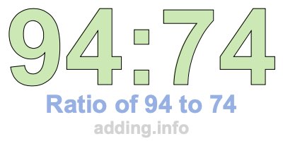 Ratio of 94 to 74