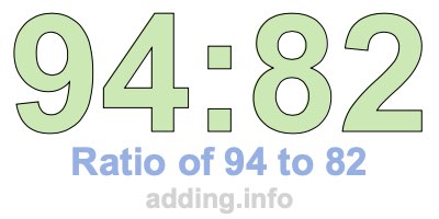 Ratio of 94 to 82 Ratio of 94 to 82