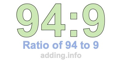 Ratio of 94 to 9
