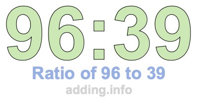 Ratio of 96 to 39 Ratio of 96 to 39