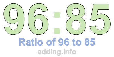 Ratio of 96 to 85 Ratio of 96 to 85