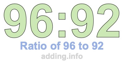 Ratio of 96 to 92 Ratio of 96 to 92
