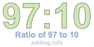 Ratio of 97 to 10 Ratio of 97 to 10