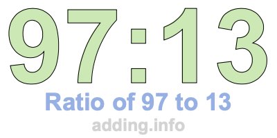 Ratio of 97 to 13