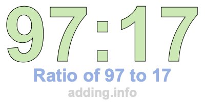 Ratio of 97 to 17