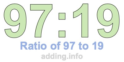 Ratio of 97 to 19