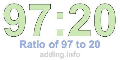 Ratio of 97 to 20