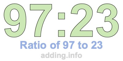 Ratio of 97 to 23