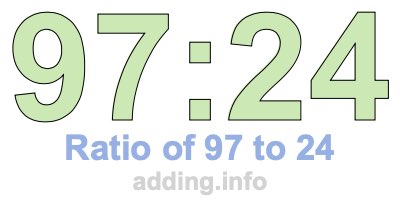 Ratio of 97 to 24