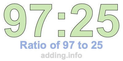 Ratio of 97 to 25
