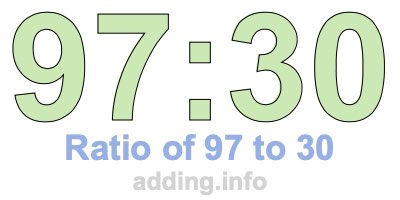 Ratio of 97 to 30 Ratio of 97 to 30