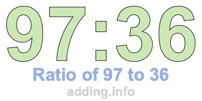 Ratio of 97 to 36