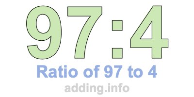 Ratio of 97 to 4 Ratio of 97 to 4