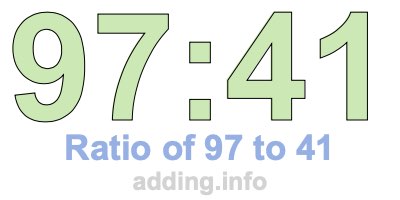 Ratio of 97 to 41 Ratio of 97 to 41
