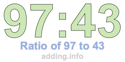 Ratio of 97 to 43