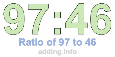 Ratio of 97 to 46 Ratio of 97 to 46