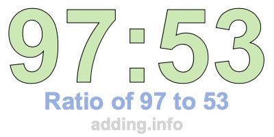 Ratio of 97 to 53 Ratio of 97 to 53
