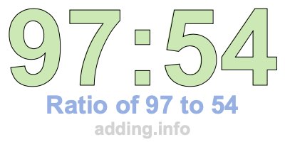 Ratio of 97 to 54 Ratio of 97 to 54