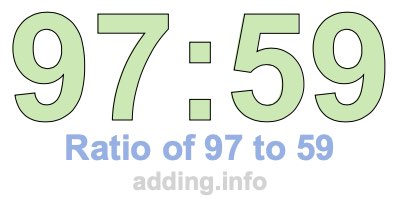 Ratio of 97 to 59 Ratio of 97 to 59