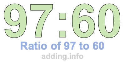 Ratio of 97 to 60 Ratio of 97 to 60