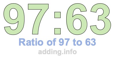 Ratio of 97 to 63 Ratio of 97 to 63