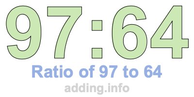 Ratio of 97 to 64 Ratio of 97 to 64