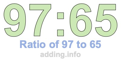 Ratio of 97 to 65 Ratio of 97 to 65