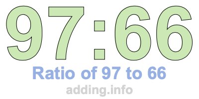 Ratio of 97 to 66 Ratio of 97 to 66