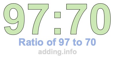 Ratio of 97 to 70 Ratio of 97 to 70