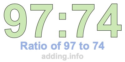Ratio of 97 to 74 Ratio of 97 to 74
