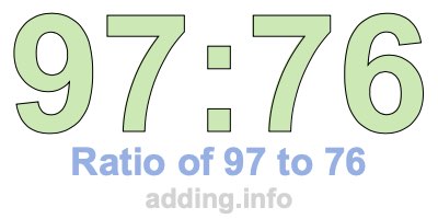 Ratio of 97 to 76 Ratio of 97 to 76